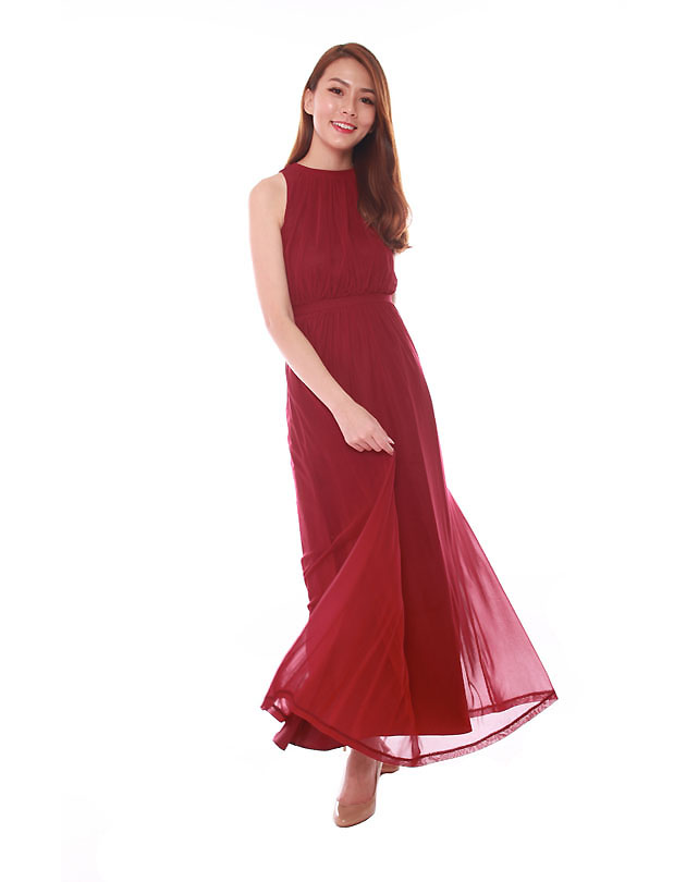 Paris Maxi Dress in Maroon